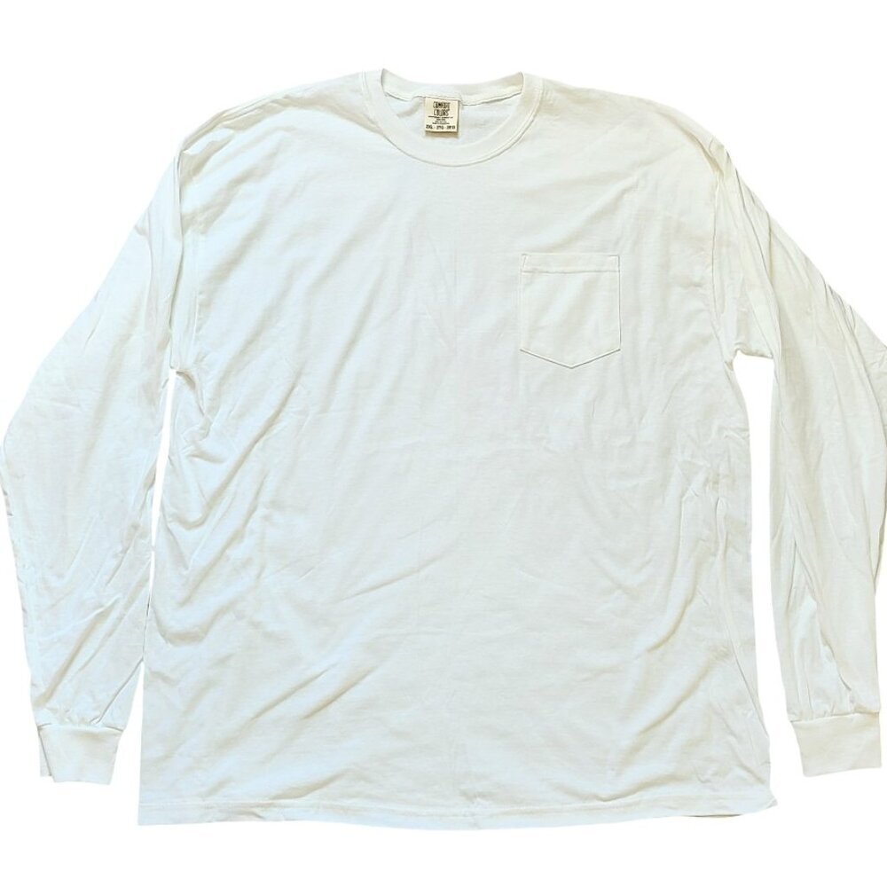 Comfort Colors Mens White 2XL Heavyweight Garment Dye 100% Cotton Long Sleeve